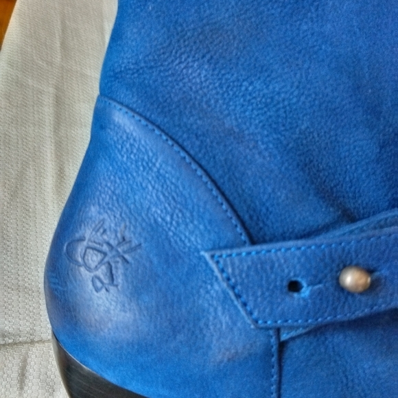 Women's Sz 11 BLUE luxury sophisticated pointed toe low heel buckle ankle boots - Picture 7 of 15